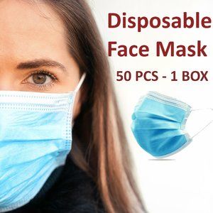 50 PC 3 Layer Disposable Face Mask USA Seller